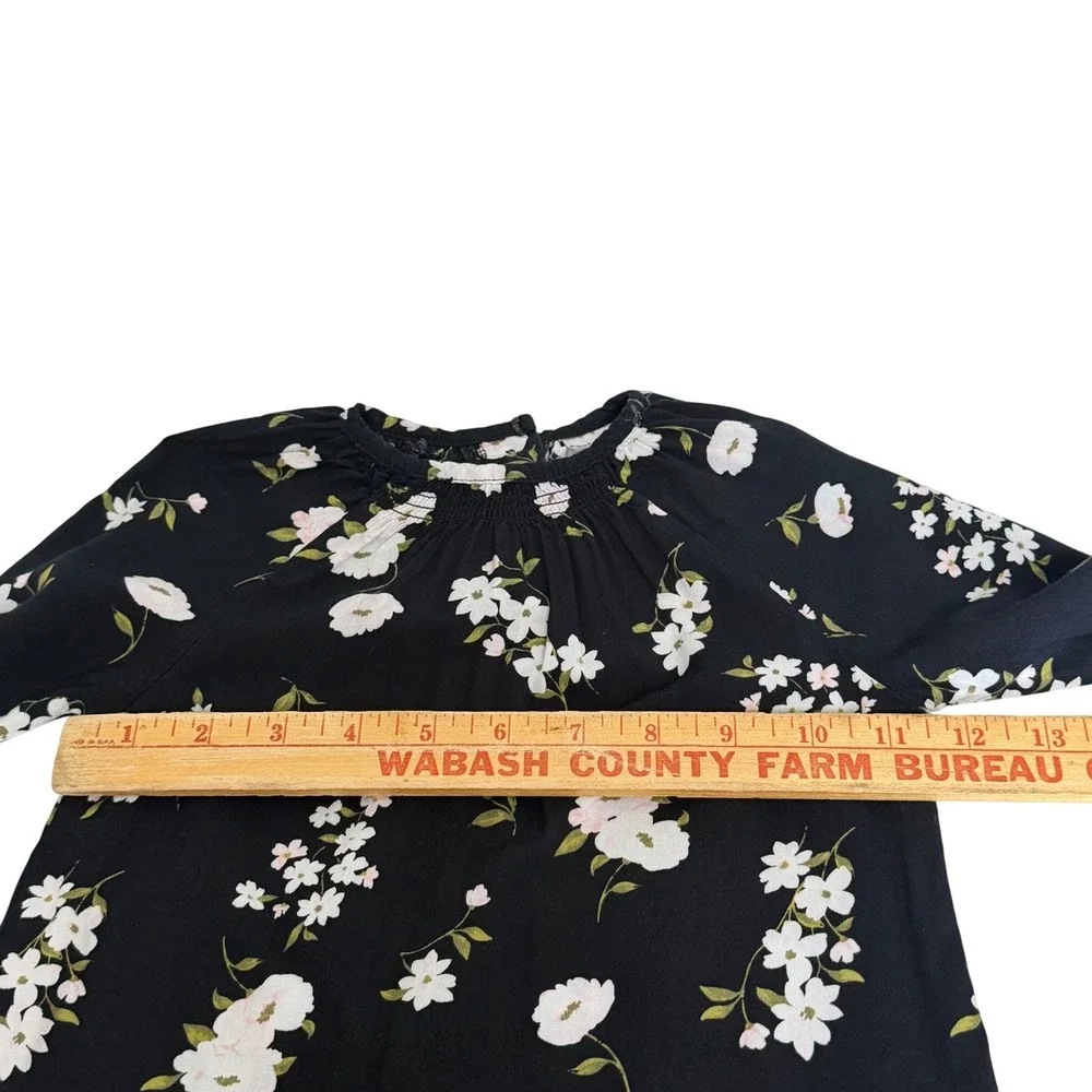 Carters Baby Girl 18M Black Floral Long Sleeve Smocked Tunic Blouse Top Boho